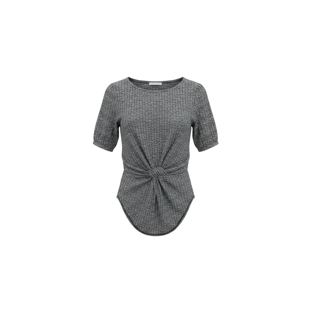 Rue21 Bodysuit Womens Small Grey NWT Ribbed Front Knot Short Sleeve T16888